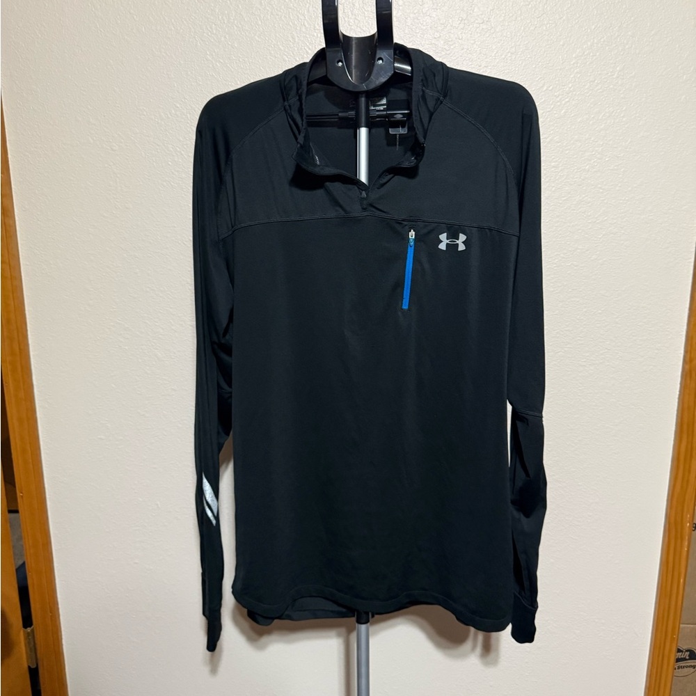 Under‎ Armour Black Pullover with Blue Zipper